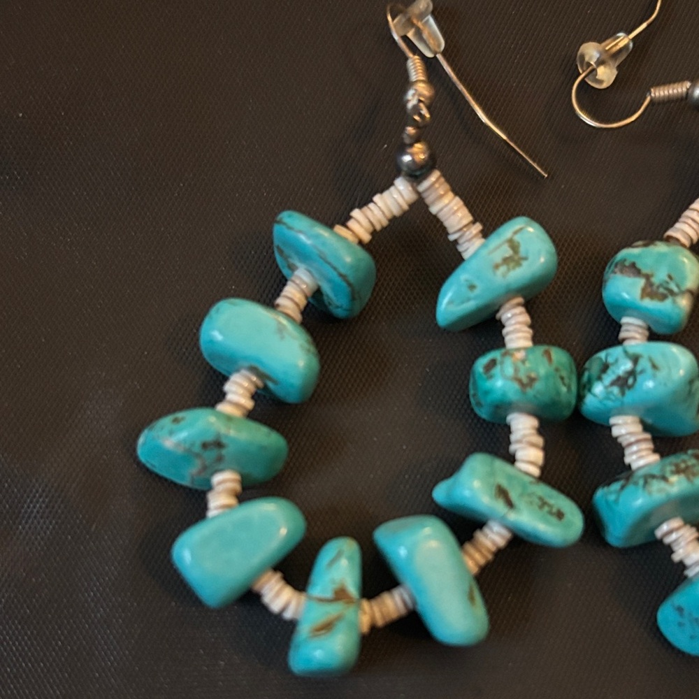 Turquoise Beaded Earrings - Picture 2 of 2